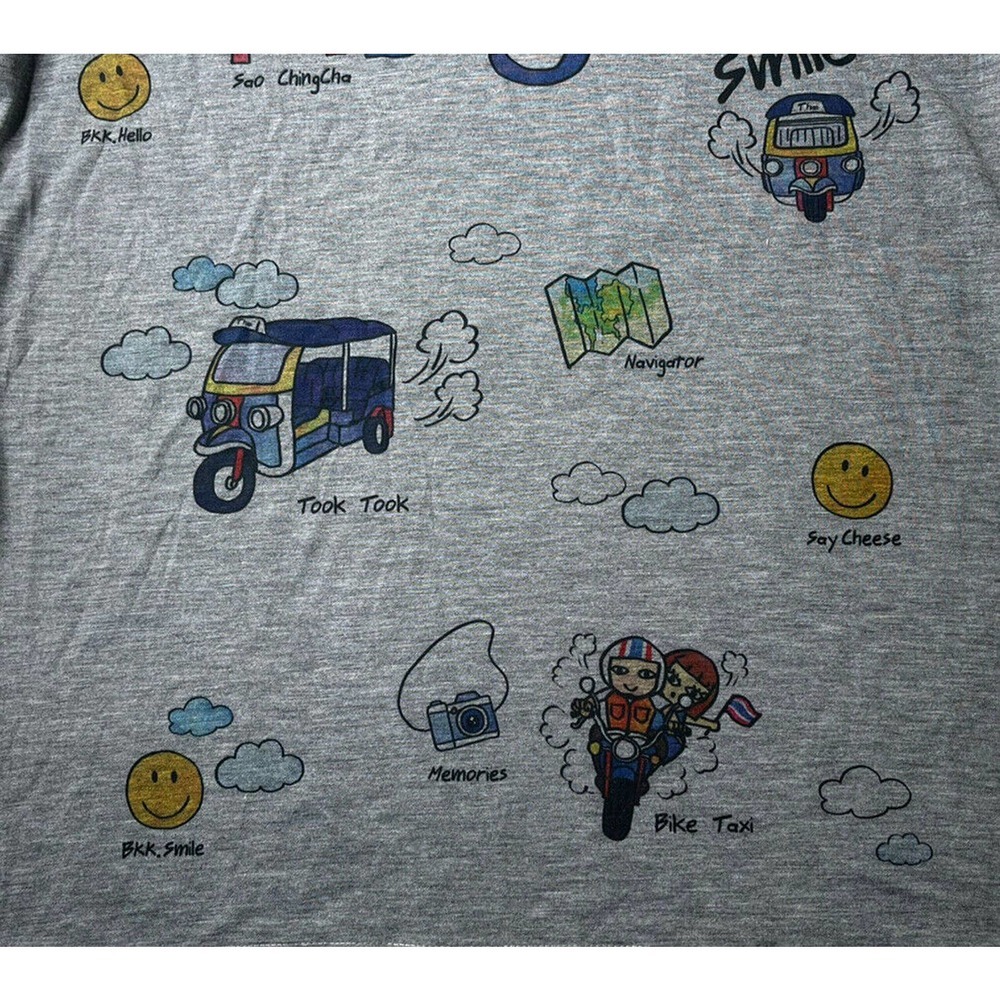 NEW Muustudio Muunique Bangkok Drawing Artist Gray Tourist Souvenir T-Shirt Sz S - Picture 4 of 9